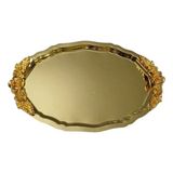 Cengiz Çeyiz Metal Gold Kaplama 24X15 Oval Tepsi 8022