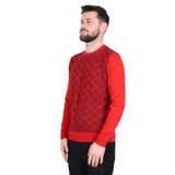 Cengiz Inler Bisiklet Yaka Kare Desen Yünlü Erkek Triko Kazak - Kırmızı - 3XL