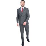Cengiz İnler Çizgili Desen Kruvaze Erkek Takım Elbise GRİ 50