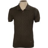Cengiz Inler Desenli Merserize Polo Yaka Erkek Triko T-Shirt - 2XL - Yeşil