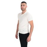 Cengiz İnler Desenli Merserize Polo Yaka Erkek Triko T-shirt KREM XL