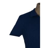 Cengiz İnler Desenli Merserize Polo Yaka Erkek Triko T-shirt PARLEMENT MAVİ XL