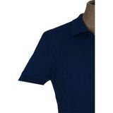 Cengiz Inler Desenli Merserize Polo Yaka Erkek Triko T-Shirt - Parlement Mavi