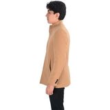 Cengiz İnler Dik Yaka Düğmeli Erkek Kaşe Kaban CAMEL 48