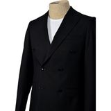 Cengiz İnler Düz Kruvaze Slim Fit Erkek Takım Elbise - 48 - Siyah