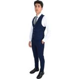 Cengiz İnler Ekose Desen Yelekli Erkek Takım Elbise LACİVERT BORDO 48