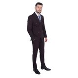Cengiz İnler Erkek Kruvaze Takım Elbise 5001 BORDO KAHVERENGİ 46