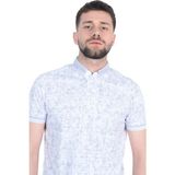 Cengiz Inler Jakar Desenli Erkek Polo Yaka T-Shirt - 2XL - Beyaz Grı