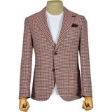 Cengiz İnler Kazayağı Kırçıl Desen Çift Düğme Kruvaze Slim Erkek Ceket - 46 - Pembe - Gri