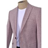Cengiz İnler Kırçıl Desen Kırlangıç Yaka Tek Düğme Slim Erkek Ceket - 48 - Bordo - Beyaz