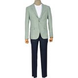 Cengiz İnler Kırçıl Desen Tek Düğme Slim Erkek Ceket - 46 - Yeşil - Beyaz