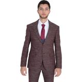 Cengiz İnler Kumlu Desen Yelekli Erkek Takım Elbise - Bordo - 46