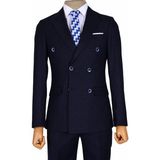 Cengiz İnler Noktalı Çizgili Kruvaze Slim Fit Erkek Takım Elbise - Lacivert - Kahve - 48