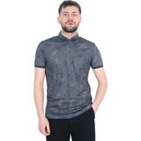 Cengiz Inler Sarmaşık Desenli Erkek Polo Yaka T-Shirt - 2XL - Füme