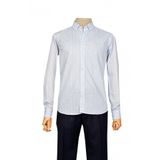Cengiz İnler Standart Yaka Çizgili Puantiye Desen Slim Fit Erkek Pamuk Gömlek