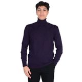 Cengiz İnler Tam Balıkçı Yaka Karo Desen Erkek Yünlü Triko Kazak MOR 3XL