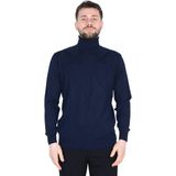 Cengiz Inler Tam Balıkçı Yaka Karo Desen Yünlü Erkek Triko Kazak - Lacivert - 2XL