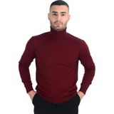 Cengiz İnler Tam Balıkçı Yaka Yünlü Erkek Triko Kazak - Bordo - 2XL