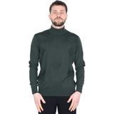 Cengiz Inler Yarım Balıkçı Yaka Karo Desen Yünlü Erkek Triko Kazak - Yeşil - 3XL