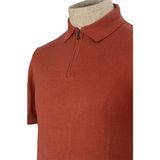 Cengiz Inler Yarım Fermuarlı Merserize Erkek Triko T-Shirt - 2XL - Tarçın