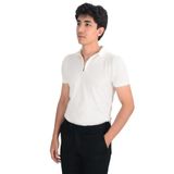 Cengiz İnler Yarım Fermuarlı Merserize Erkek Triko T-shirt KREM XL