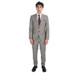 Cengiz İnler Yıldız Ekose Desen Çift Düğme 6 Drop Slim Fit Erkek Takım Elbise