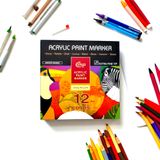 Cengo Akrilik Kalem Marker 12 Renk (Extra Fine Tip)