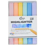 Cengo Kare Tipi Highlighter Fosforlu Kalem Candy Renkler 6lı Set CGO701