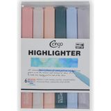 Cengo Kare Tipi Highlighter Fosforlu Kalem Cream Renkler 6lı Set CGO702