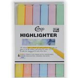 Cengo Kare Tipi Highlighter Fosforlu Kalem Pastel Renkler 6lı Set CGO401