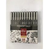 Cengo Pigment Marker Teknik Çizim Kalemi Suya Dayanıklı 12'li Siyah Set Premium Kalite
