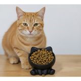 Cenikli Kedi Figürlü Mama Kabı - Siyah