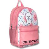 Cennec 5024 (Love Cute Cat - Beyaz Pembe - Kız Çocuk) Okul Çantası - Beyaz - Pembe