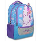 Cennec (Mor - Turkuaz) Kız Çocuk Magic Unicorn Baskılı Ilkokul Okul Sırt Çantası - 6015