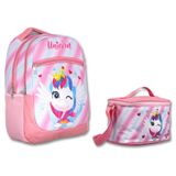 Cennec Pembe Sevimli Unicorn İlkokul Sırt Çantası ve Beslenme Seti - Kız Çocuk - 30x40x17 cm