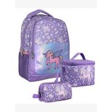 Cennec SETUMT5027A Üçlü İlkokul Çanta Seti (Lila - Nakışlı Unicorn Pegasus - Kız Çocuk - Parlak Kuma