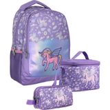 Cennec SETUMT5027A Üçlü Ilkokul Çanta Seti (Lila - Nakışlı Unicorn Pegasus - Kız Çocuk - Parlak Kumaş)