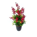 Cennet Home Lüks Kokina Bitkisi Yılbaşı Çiçeği Siyah Plastik Saksıda Masaüstü Yapay Çiçek 45 Cm.