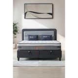 Cennet Yatak Gisele Modeli Full Ortopedik Çift Kişilik Pedli Yataklı Baza ve Başlık Takımı 3 lü Set - Antrasit - 180 x 200 cm