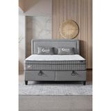 Cennet Yatak Melisa Çift Kişilik Sandıklı Baza + Full Ortopedik Antibakteriyel Paket Yaylı Visco Yatak + Başlık 3 lü Set - Gri - 150 x 200 cm