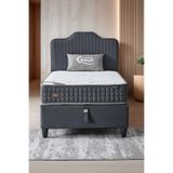 Cennet Yatak Menekşe Tek Kişilik Full Ortopedik Yatak Baza ve Başlık Seti 90x190 cm Siyah