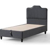 Cennet Yatak Menekşe Tek Kişilik Sandıklı Baza ve Dekoratif Başlık 2’li Set - Siyah - 90 x 190 cm