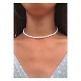 centello&co pırıltı'nın yeni adıyla beraberliğe Düz Beyaz Boncuk Trend Choker Tasma Kolye 39 cm