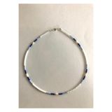 centello&co pırıltı'nın yeni adıyla beraberliğe Mavi Beyaz Boncuk İnci Detaylı Boncuk Choker Tasma Kolye 39 cm