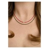 centello&co pırıltı'nın yeni adıyla beraberliğe Minimal Bordo ve Haki Yeşili İnci Detaylı Kum Boncuk Çift Choker Kolye Seti