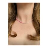 centello&co pırıltı'nın yeni adıyla beraberliğe Pembe Beyaz Boncuklu Choker Tasma Kolye Minimal Zarif İnci Detaylı Kısa Kolye