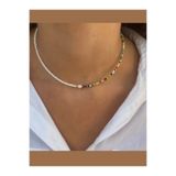 centello&co pırıltı'nın yeni adıyla beraberliğe Trend Şık Beyaz ve Karışık Renk Minik Boncuk İnci Detaylı Choker Tasma Kolye 37 cm