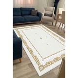 CENTER AVM Beyaz Gold Halı Salon Halısı Makinede Yıkanabilir Halı Kaymaz Taban Halı