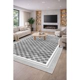 CENTER AVM Gri Halı Salon Halısı Makinede Yıkanabilir Halı Kaymaz Taban Halı