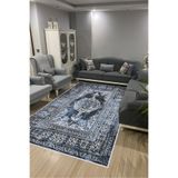 CENTER AVM Lacivert Halı Salon Halısı Makinede Yıkanabilir Halı Kaymaz Taban Halı